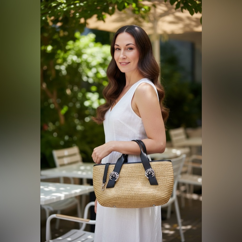 Brighton Bernadette Basket Weave straw handbag